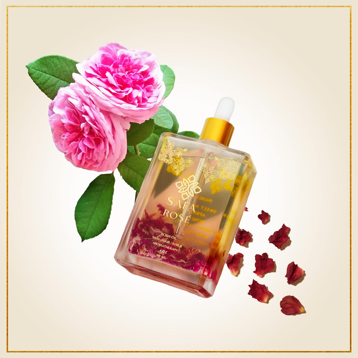 SAFA lifestyle vanity with bottle and towel creating calming self-care benefit