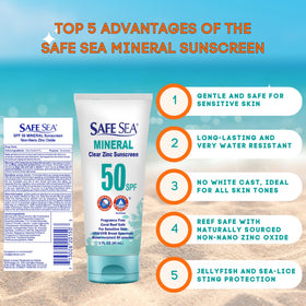 SAFE SEA clear lotion texture close-up displaying easy spreadability and non-greasy finish