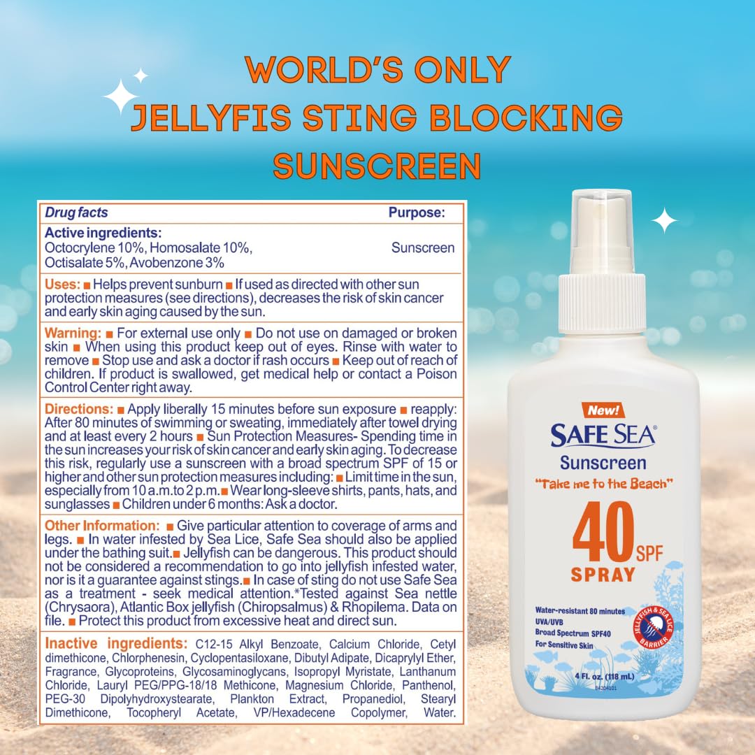 SAFE SEA label and ingredients close-up highlighting clinical testing notes