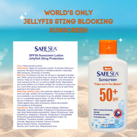 SAFE SEA size and scale next to hand showing portable 50ml bottle convenience