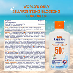 SAFE SEA texture close-up lotion demonstrating smooth, non-greasy finish