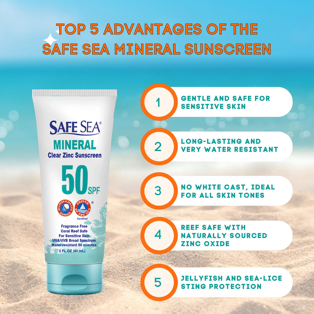 SAFE SEA texture close-up illustrating smooth clear mineral lotion benefit