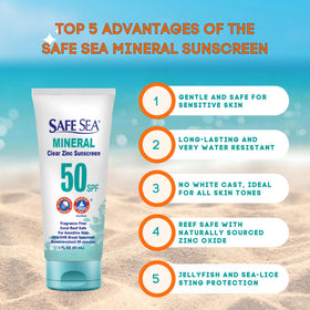 SAFE SEA texture close-up illustrating smooth clear mineral lotion benefit