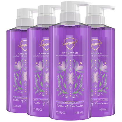 Safeguard bottle front packaging showing lavender scent and benefit