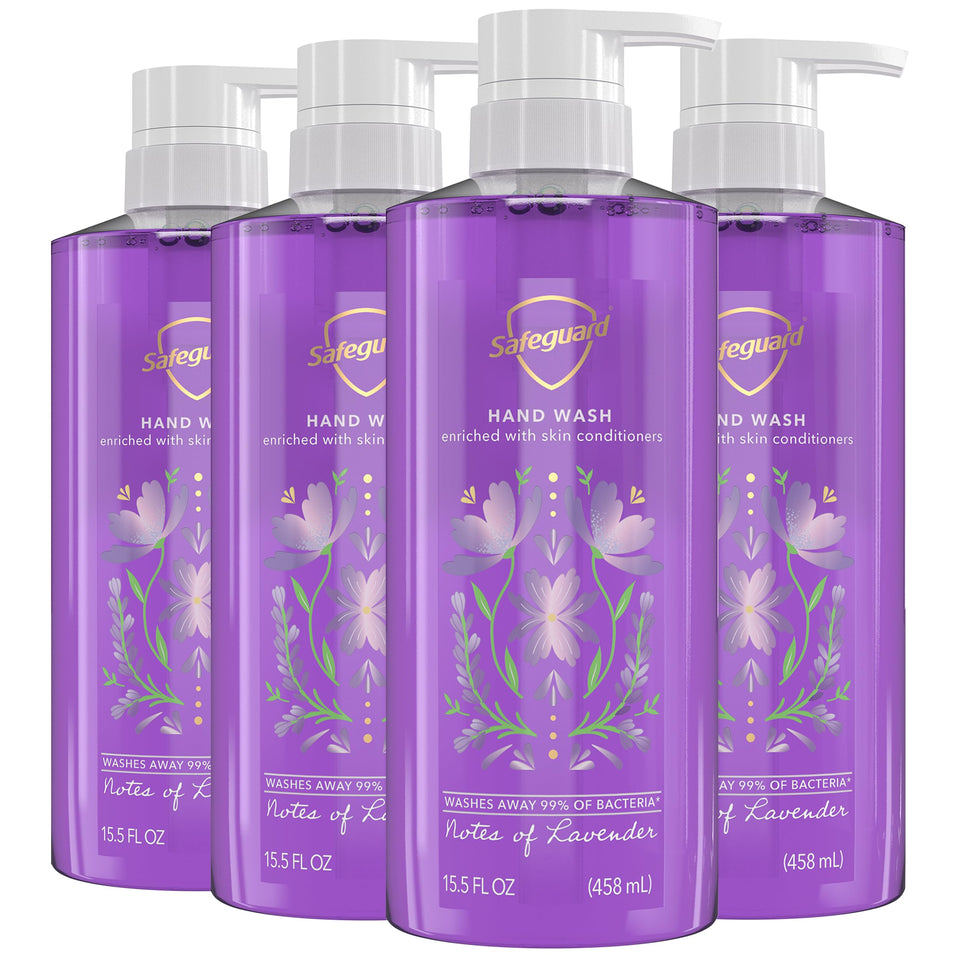 Safeguard bottle front packaging showing lavender scent and benefit