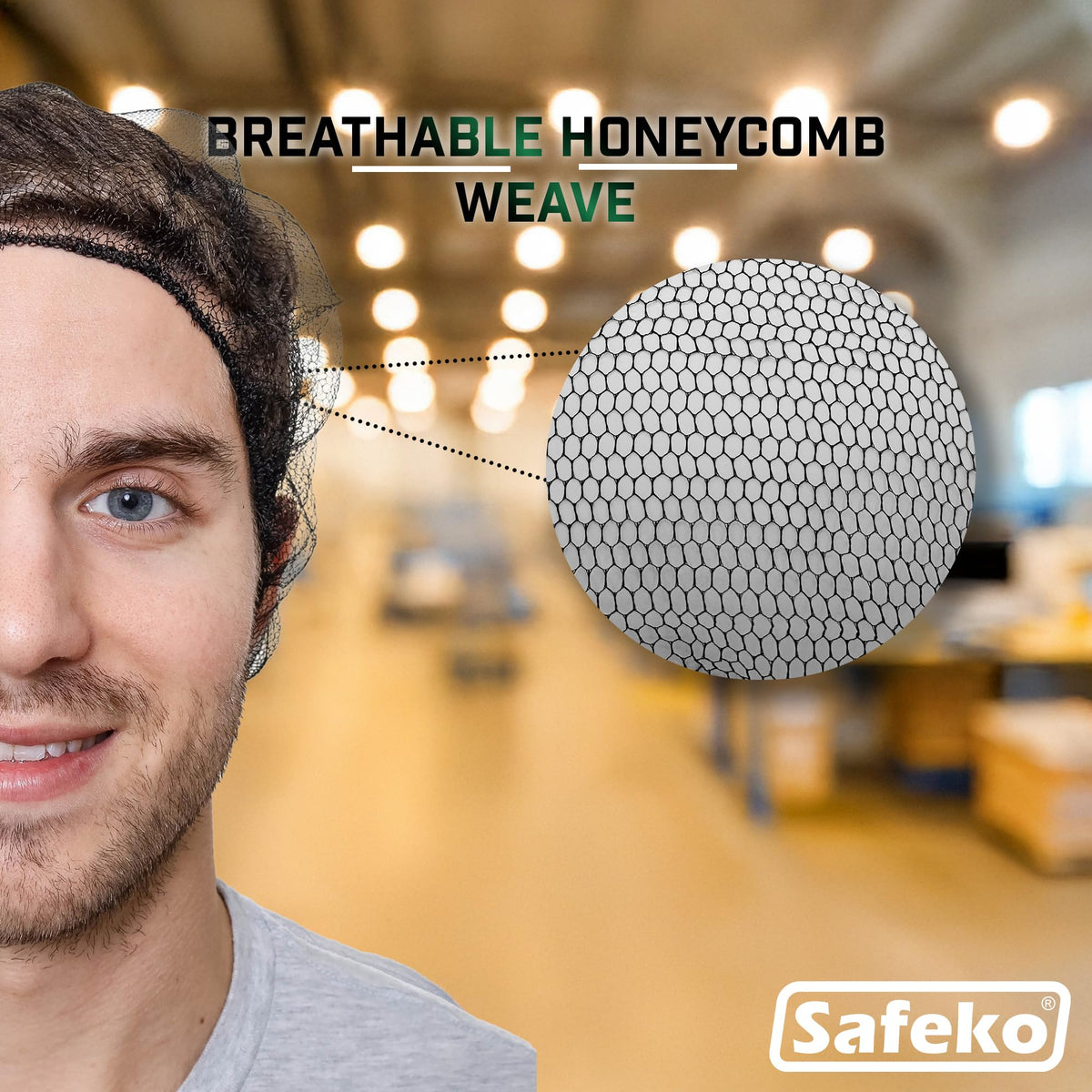 SAFEKO hair net covering bun to show complete coverage for long hair