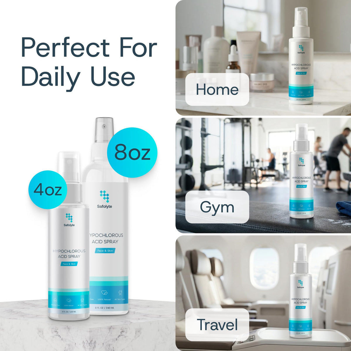 SAFOLYTE applied to back acne area for targeted calming care