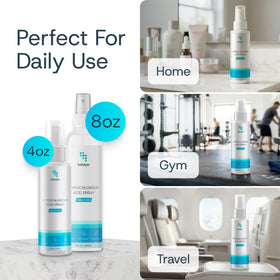 SAFOLYTE applied to back acne area for targeted calming care