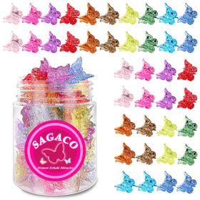 sagaco front packaging showing 50 glitter butterfly clips and variety