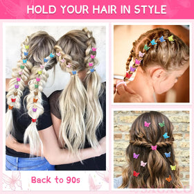 sagaco on model showing mini clips in a half-up style for playful look