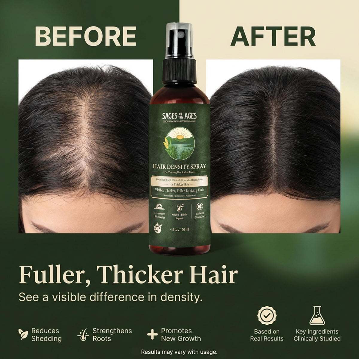 Sages Of The Ages ingredient label highlighting rosemary and keratin benefits