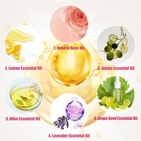 Sagry representation of jojoba olive oil and vitamin E ingredients