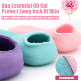 Sagry woman wearing moisturizing socks while relaxing at home