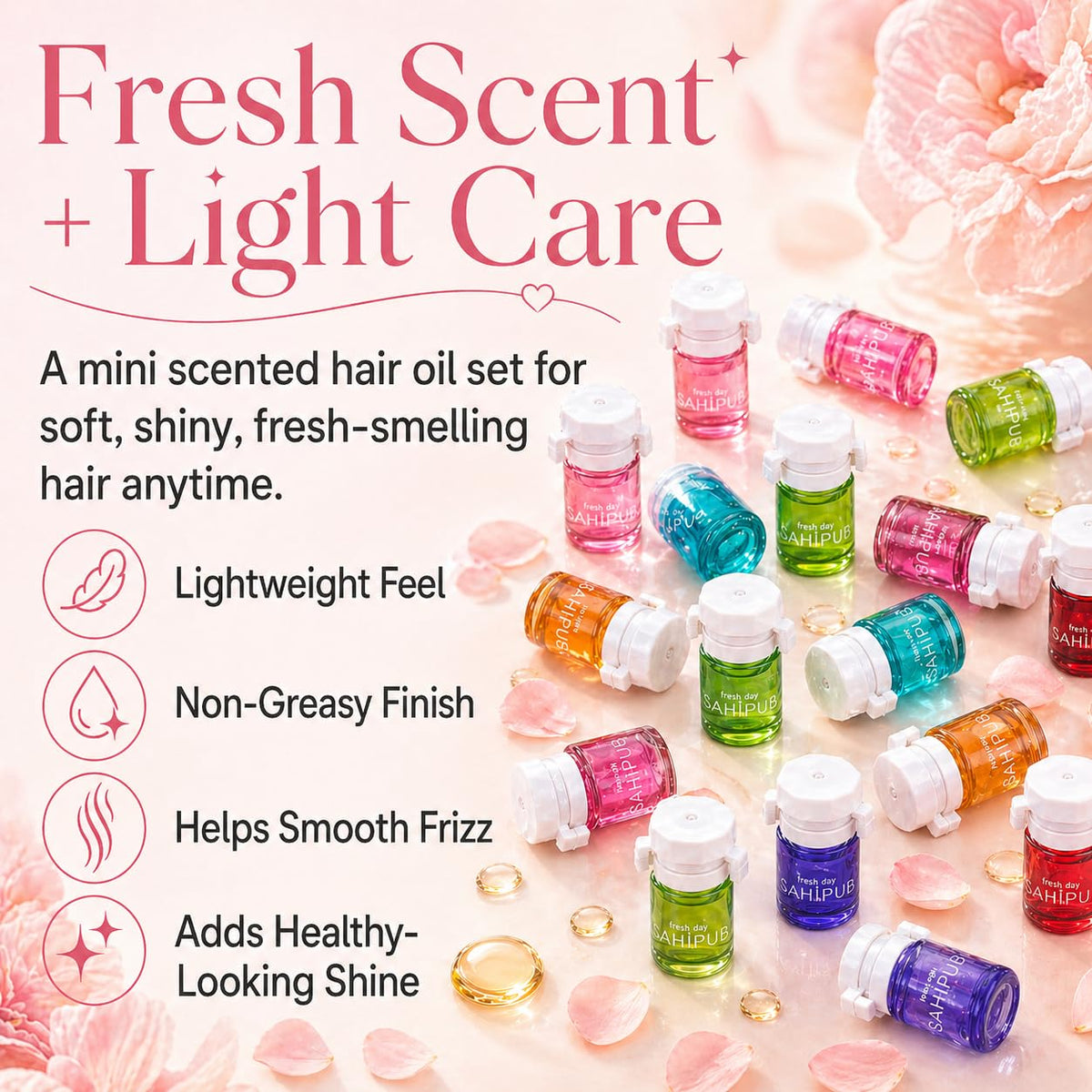 SAHIPUB scent variety display showing ten perfume-like blends for layering fragrances