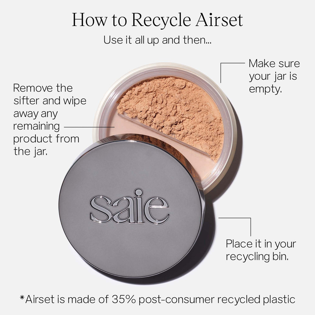 Saie powder inside handbag illustrating travel-friendly convenience