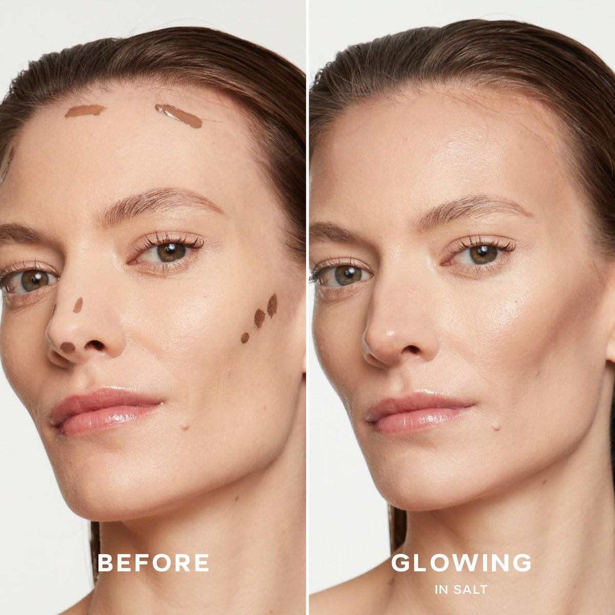 Saie Dew Bronze applicator closeup highlighting chunky doe‑foot for precise application