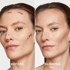 Saie Dew Bronze applicator closeup highlighting chunky doe‑foot for precise application