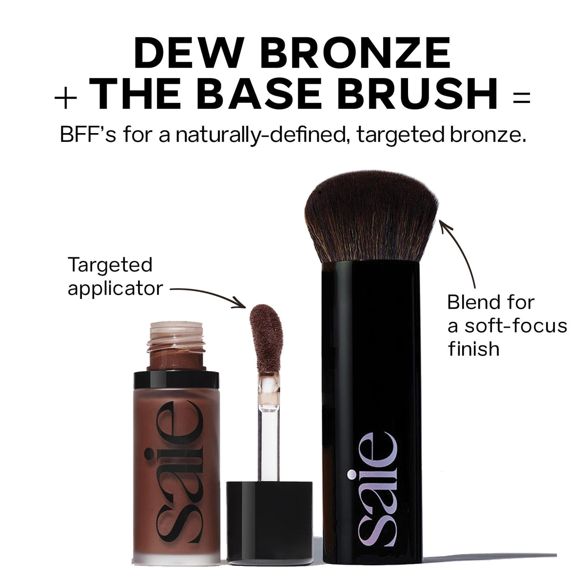 Saie Dew Bronze packed in a cosmetic bag for on‑the‑go bronzing convenience
