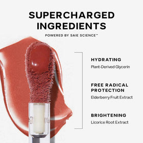 Saie ingredient focus with squalane and rosehip image emphasizing skin-nourishing benefits