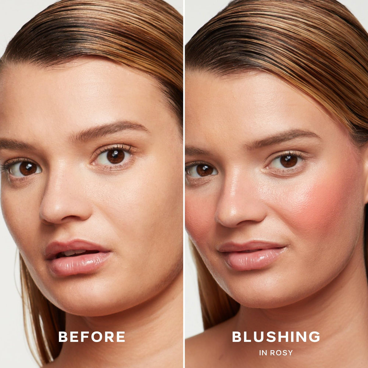 Saie doe-foot applicator close-up with blush tip, showing precise application and buildable control