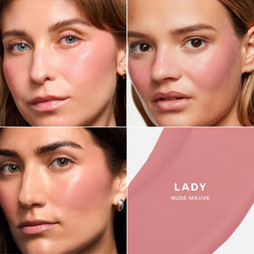 Saie shade Lady bottle displayed to highlight color and compact travel size