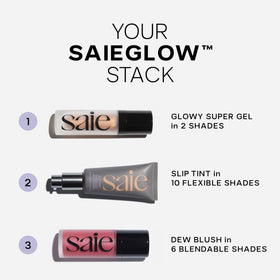 Saie blush in a travel makeup bag for effortless touch-ups