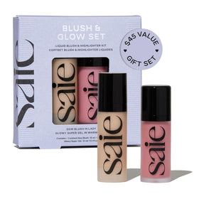 Saie front packaging showing both Dew Blush and Glowy Super Gel, ideal for gifting