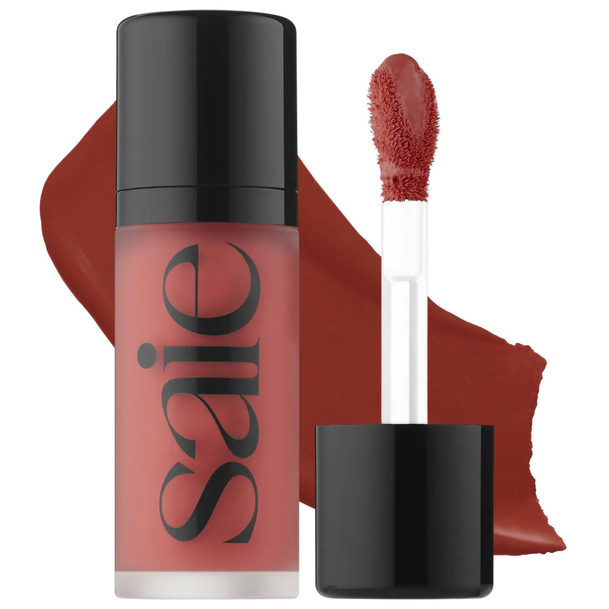 Saie front packaging showing product and shade, highlights easy application