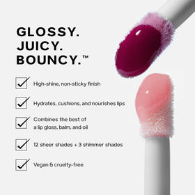 Saie Glossybounce in hand scale showing compact size and travel-friendly benefit