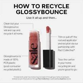 Saie Glossybounce in a purse lifestyle bag shot showing everyday portability