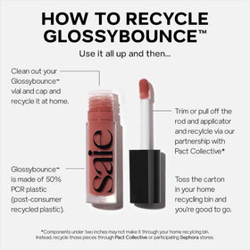 Saie Glossybounce lifestyle on table with accessories suggesting everyday shine and convenience benefit