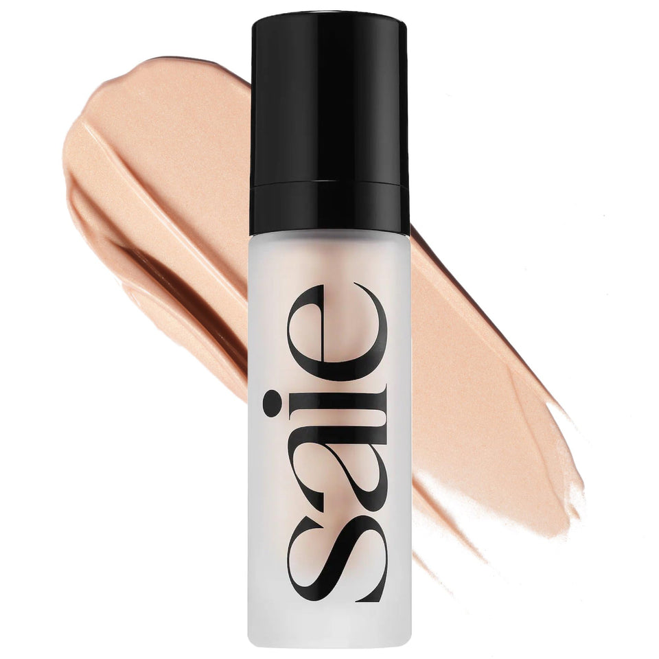 Saie bottle front view showing product and radiant finish