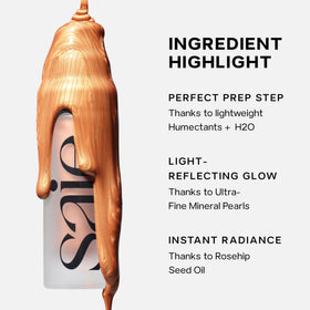 Saie product label with ingredients list highlighting vitamin C and squalane