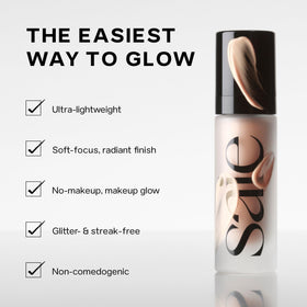 Saie gel swatch texture highlighting lightweight hydrating sheen