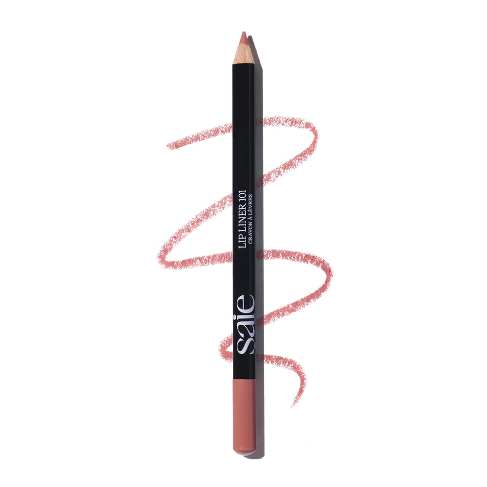 Saie lip liner 101 pencil front view showing shade and compact packaging benefit