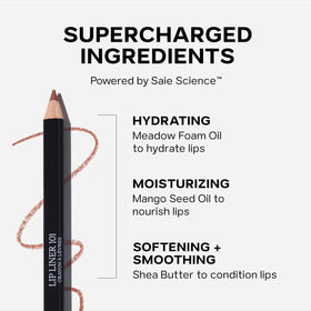 Saie lip liner on full lips shows even coverage and natural soft-matte benefit