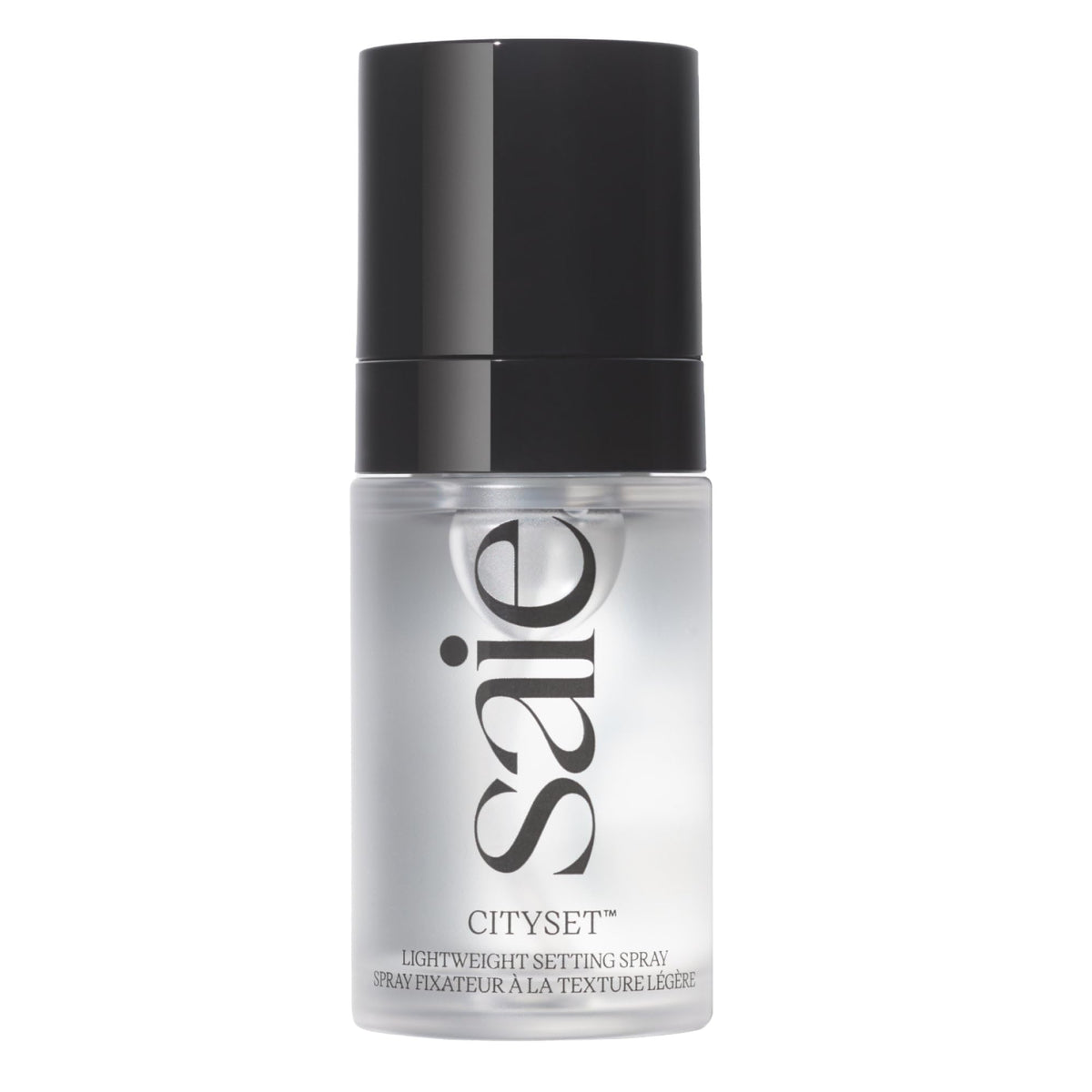 Saie mini CitySet front packaging showing compact travel bottle benefit: portable convenience