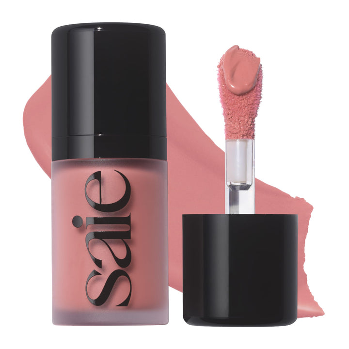 Saie front packaging showing compact mini dew blush and branding for easy identification and travel convenience
