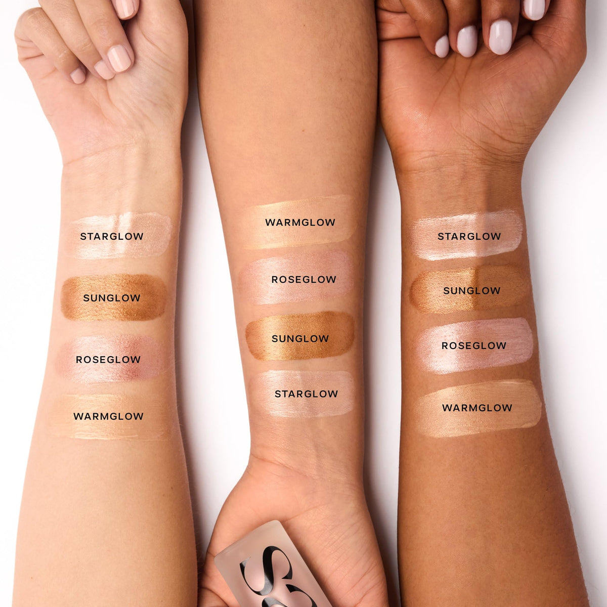 Saie swatch on hand showing blendable sheen and hydrating effect