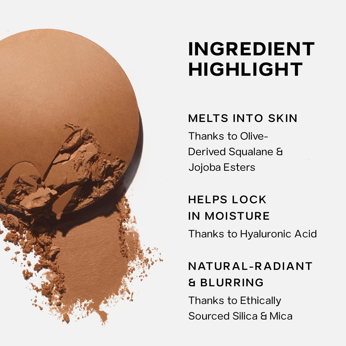 Saie Palermo packaging label close-up showing vegan, talc-free ingredient callouts