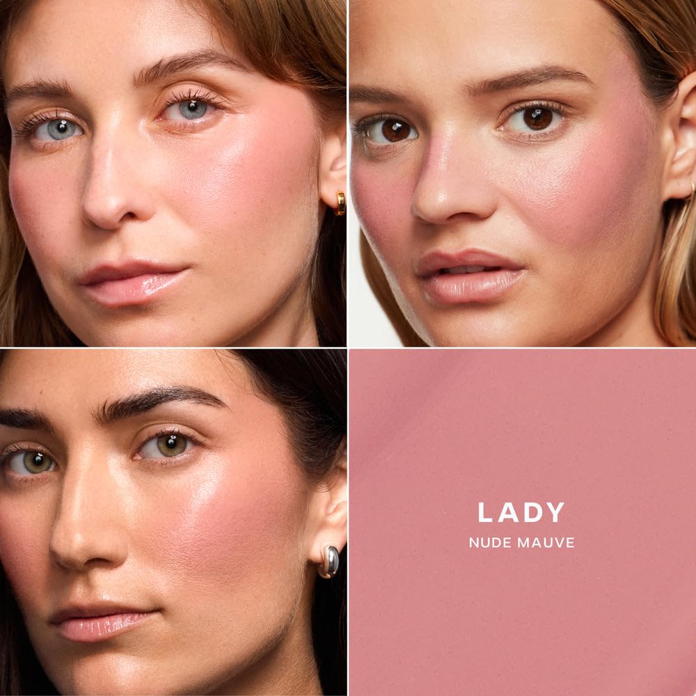 Saie product in use applying blush and gel for a natural flushed, dewy look