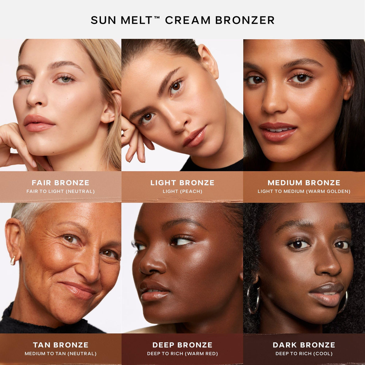 Saie model wearing bronzer on cheekbones for subtle sculpted warmth
