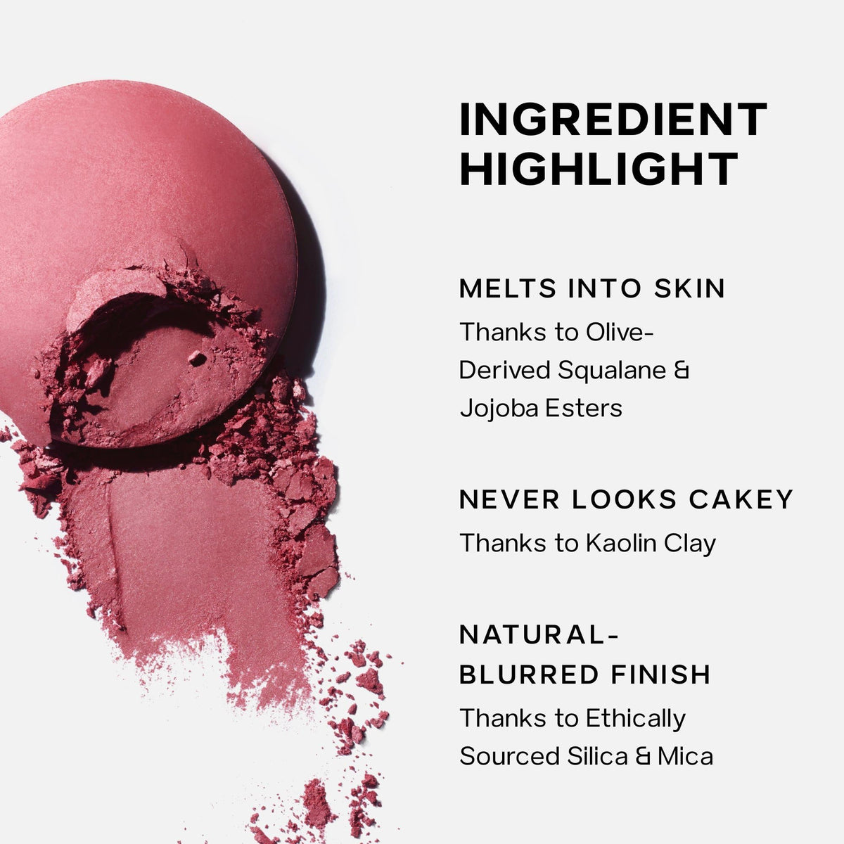 Saie open compact revealing product pan for easy application benefit
