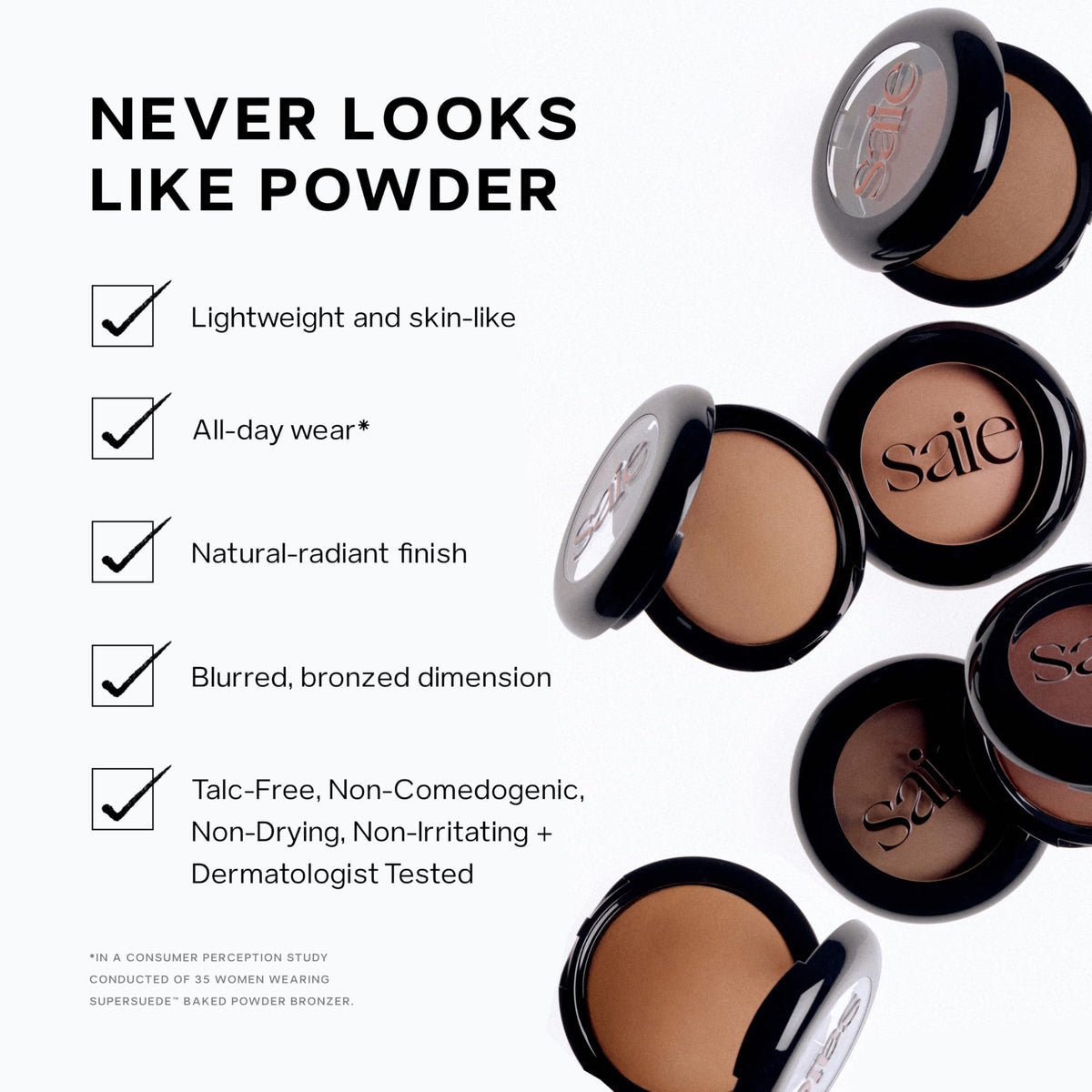 Swatch and brush showing Saie Napoli texture that blends for sheer warm color.