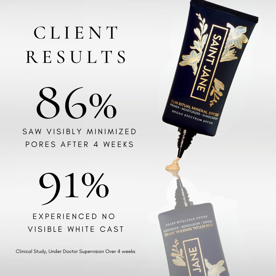 SAINT JANE applied on skin to show pore-blurring and matte effect