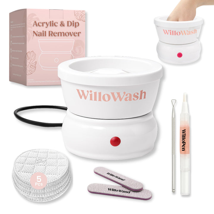 Saint Willo Willowash front view showing compact heated soaking bowl and lid for tidy removals