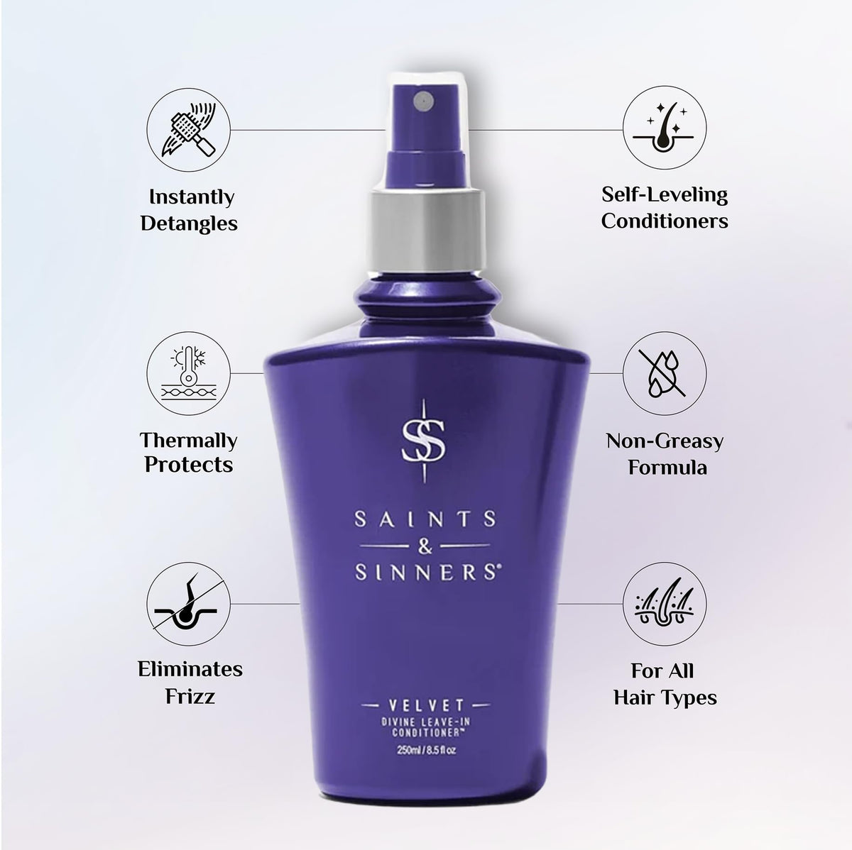 Saints & Sinners spray mist in action for easy detangling