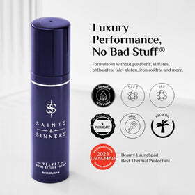 Saints & Sinners label close-up showing ingredient claims and safety benefit