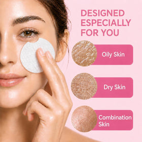 SAISZE pad in hand being applied to cheek, demonstrates easy use