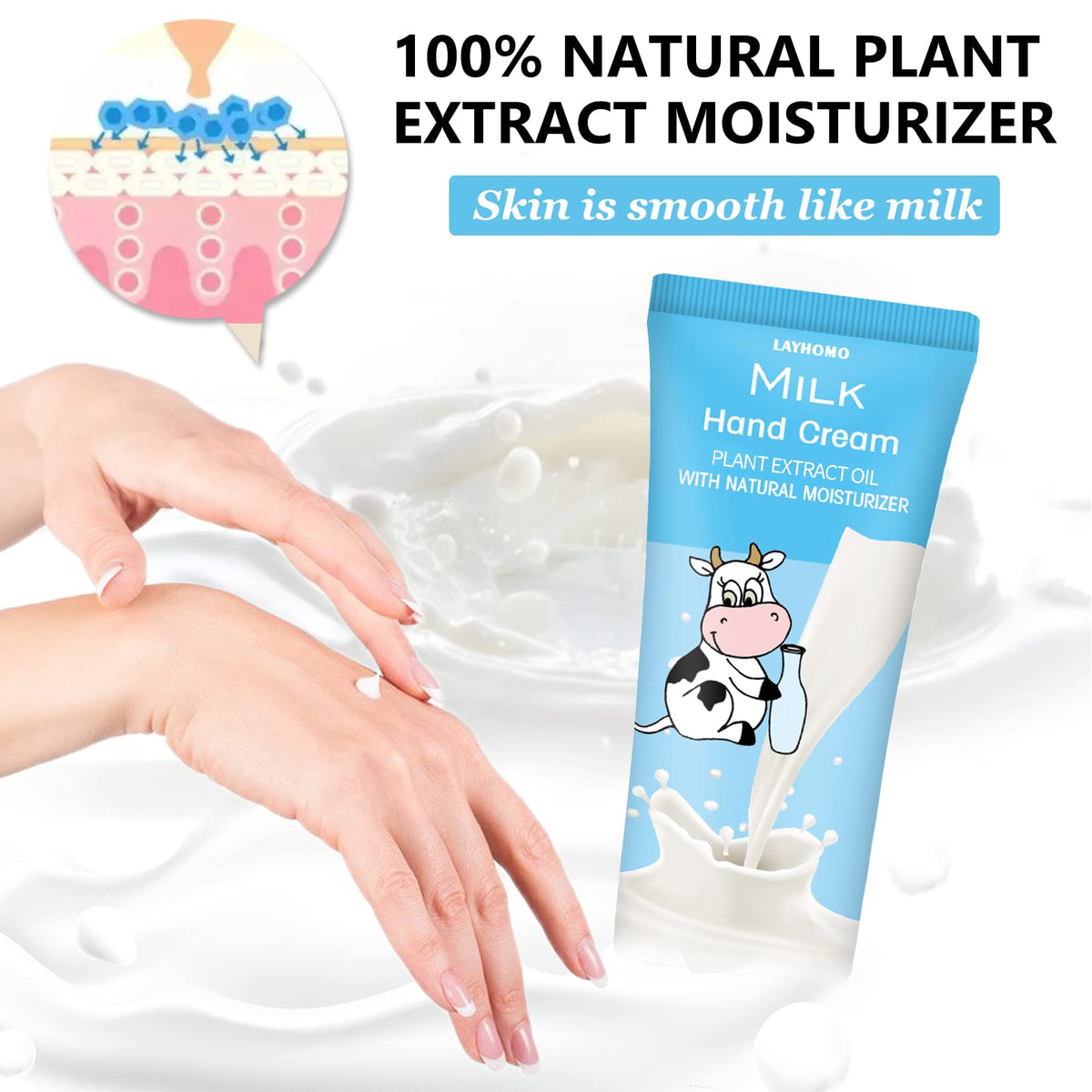 Sakose hand cream being applied to hands for quick absorbing moisture benefit